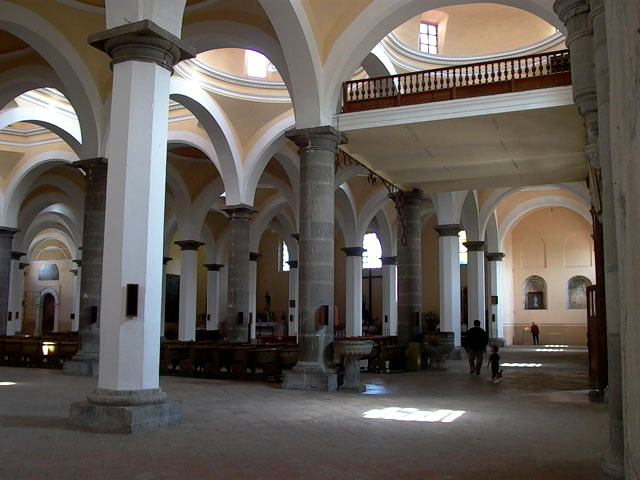 Interior view of columns and vaults