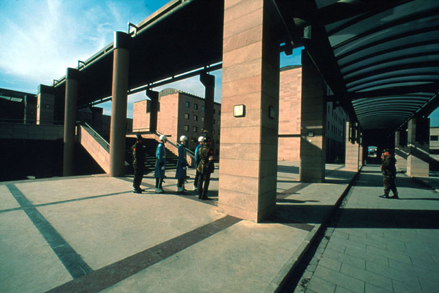 Exterior view, showing covered walkways