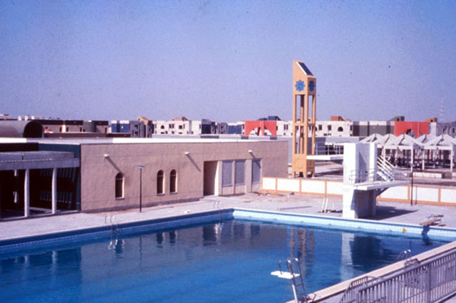 View over swimming pool