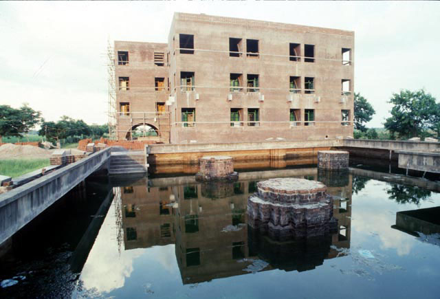 Main façade overlooking water basin