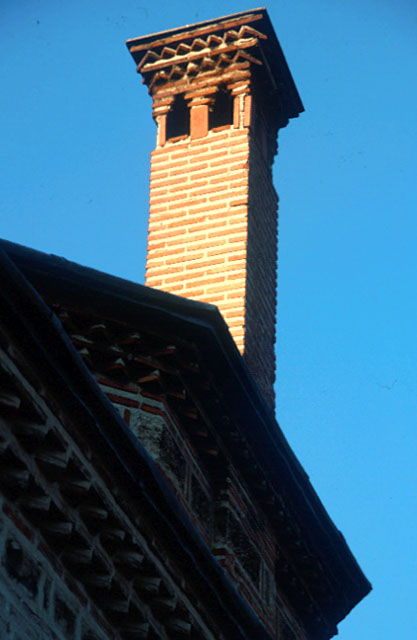 Exterior detail of brick chimney