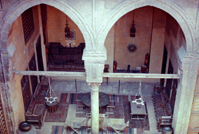 Elevated view of the summer reception room in the courtyard