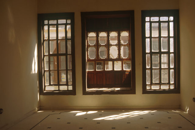 Interior view to wooden framed windows