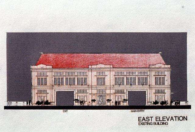 Color drawing, east elevation