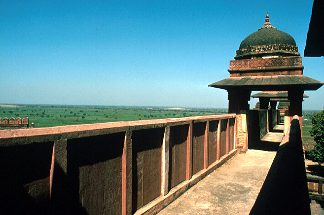 Exterior view toward north along corridor, with chatthri