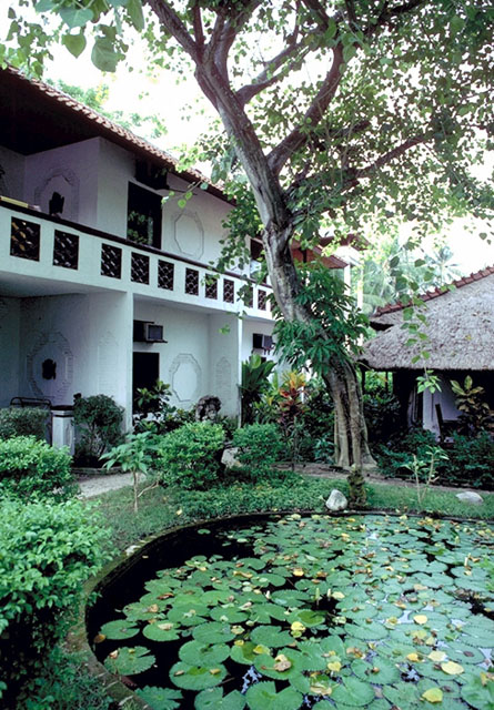 Garden pond in front of the staff quarters