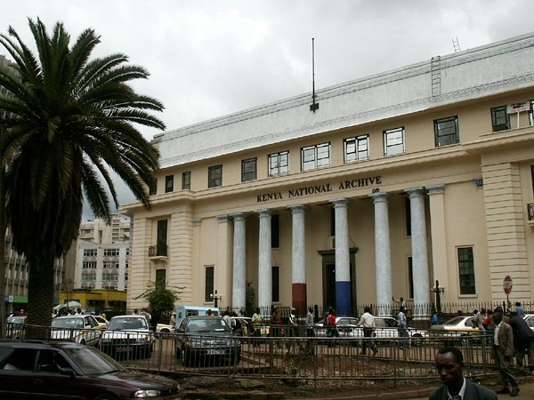 Kenya National Archives - Exterior view; entry portico on Moi Avenue