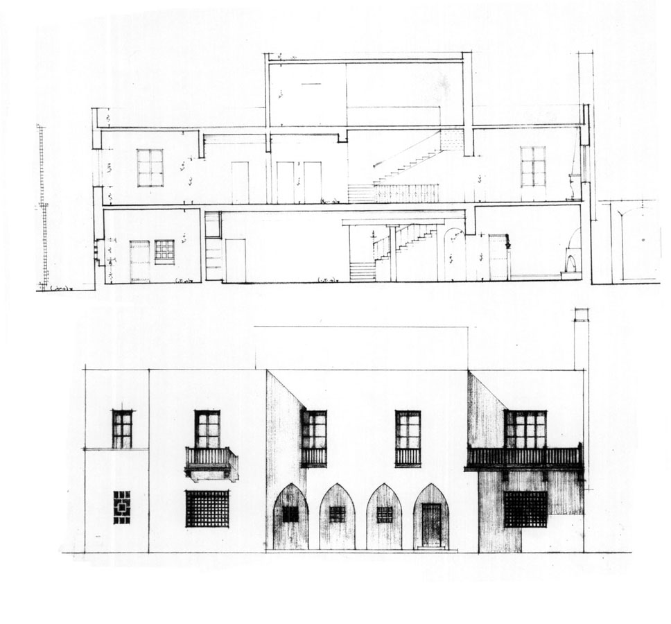 North elevation and section