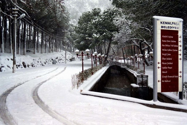 Road, entrance, snow