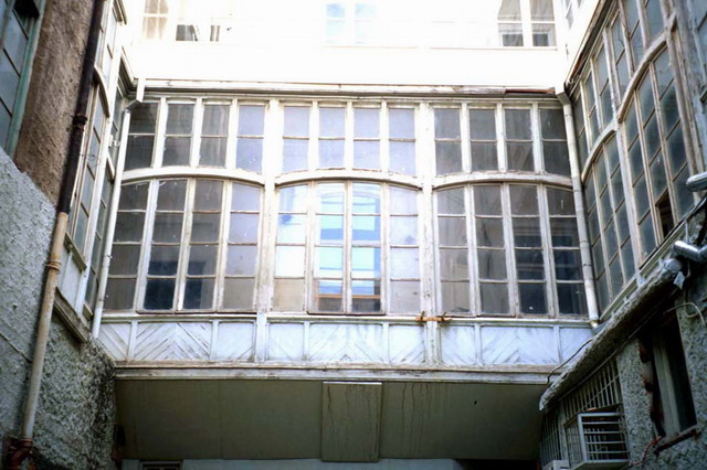 Inner courtyard, large window before restoration