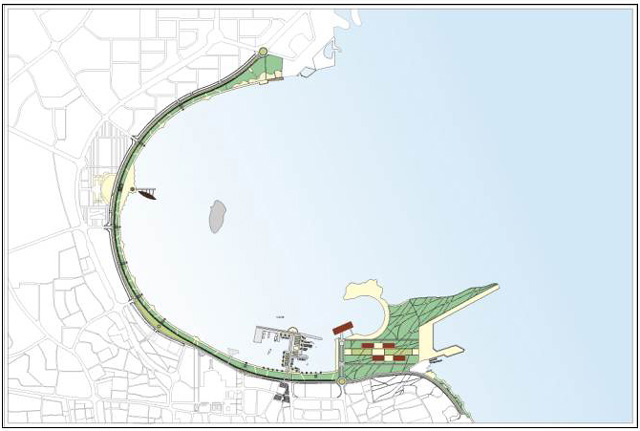 Doha Corniche Competition, Kamel Louafi Submission - Plan of the corniche