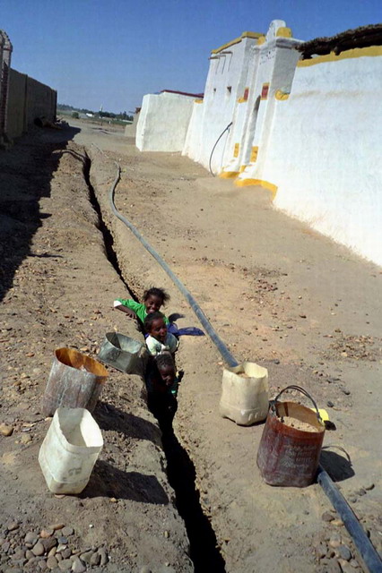 Ditch dug for water pipes