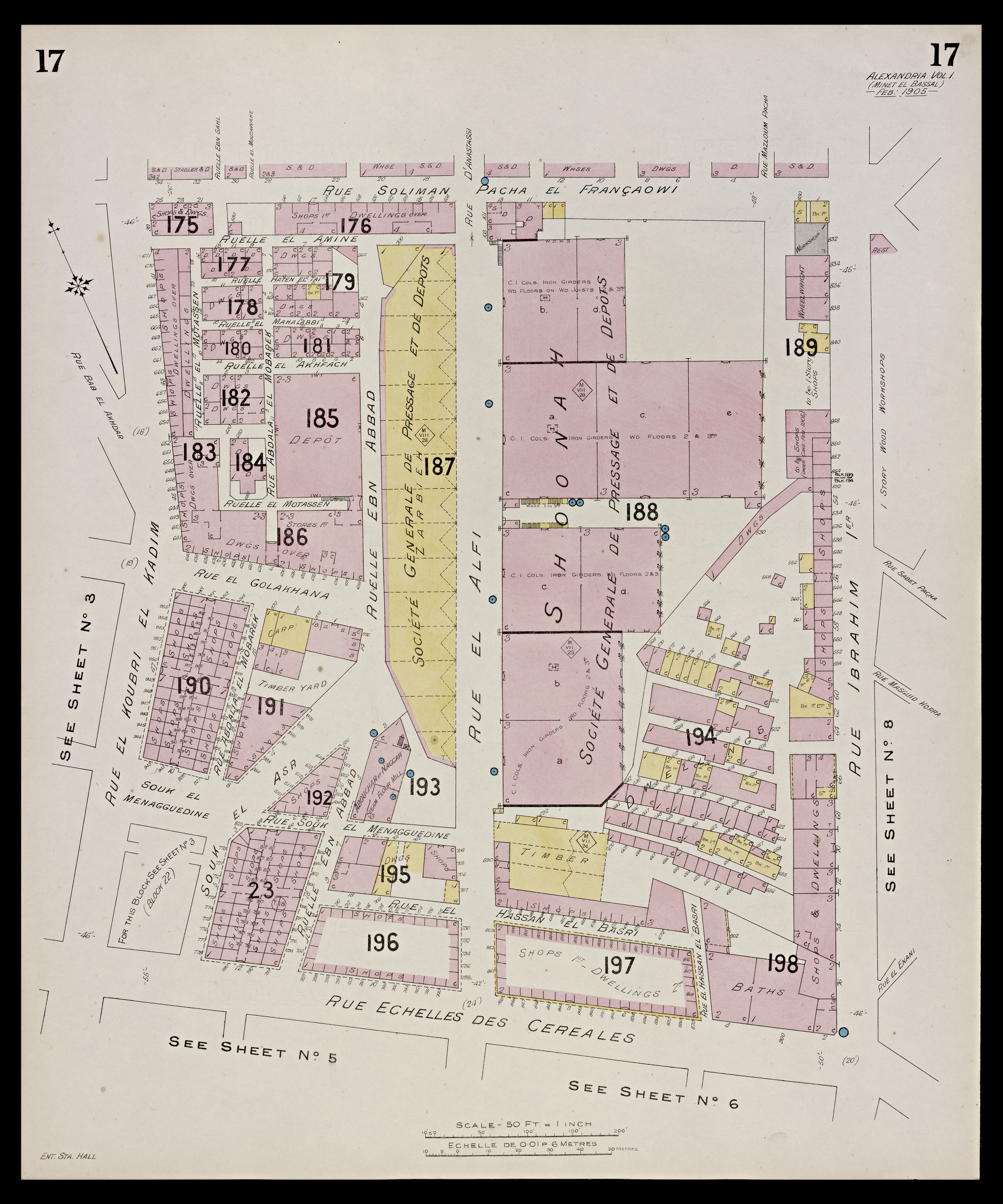 Alexandria  - A sheet from the&nbsp;<span style="font-style: italic;">Insurance Plan of Alexandria</span>. The complete set of plans can be found on&nbsp;<a href="https://www.archnet.org/publications/10217/" target="_blank" data-bypass="true">Archnet</a>, or as georeferenced versions in the&nbsp;<a href="http://calvert.hul.harvard.edu:8080/opengeoportal/openGeoPortalHome.jsp?BasicSearchTerm=ExternalLayerId:1203" target="_blank" data-bypass="true">Harvard Geospatial Library</a>.