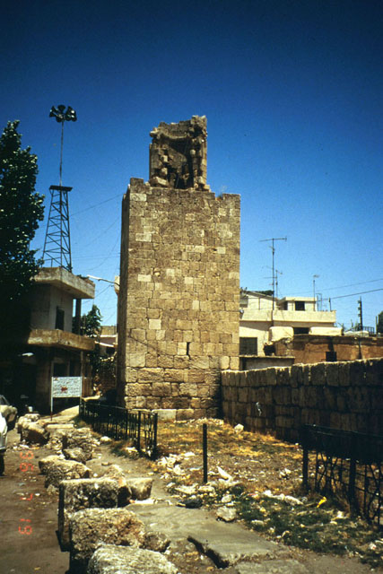 Exterior view, showing ruined tower