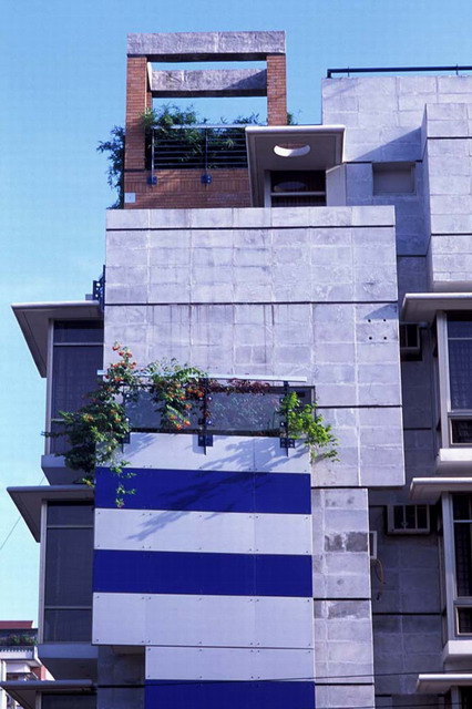 Exterior detail, cladding with ferro cement tiles