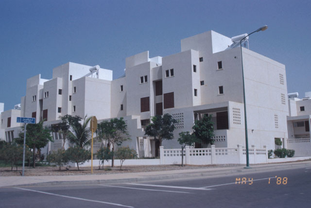 Exterior view showing modular pre-cast houses