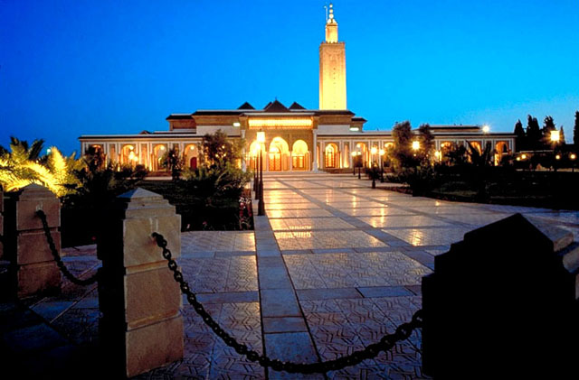 View across plaza to mosque