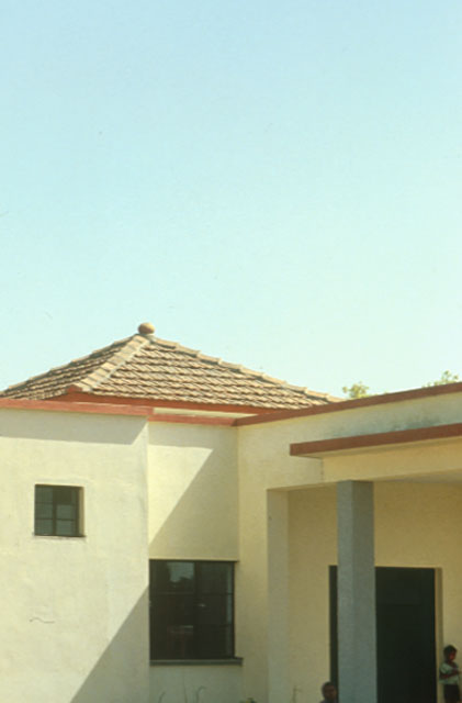 Clay tiled roof as seen from the courtyard