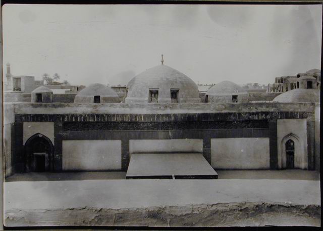 Looking southwest from roof at domes of prayer hall