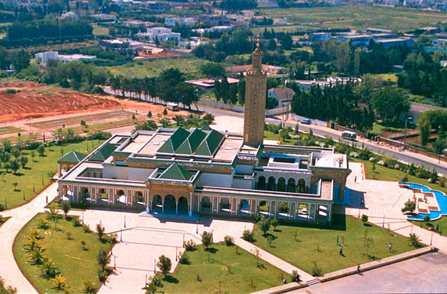 Aerial view over Lalla Soukaina Mosque