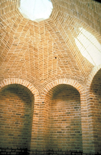 Interior, brick dome in the changing room of the hammam