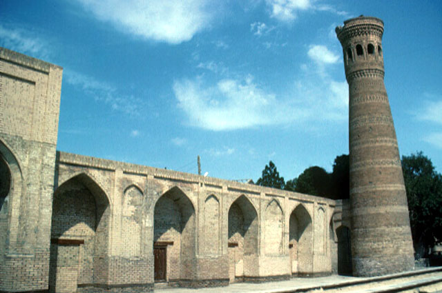 View of the brick minaret