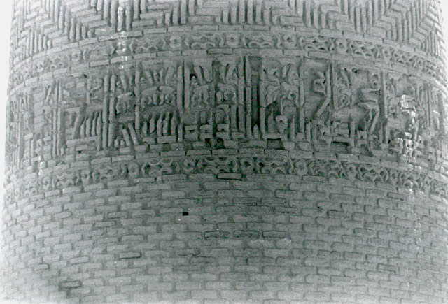 Minaret - Exterior detail,  section with kufic band