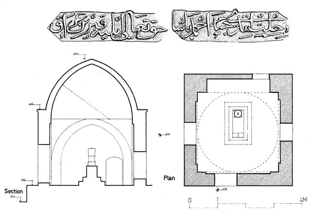 Mausoleum of Ahmed Pasha: plan, section and inscription