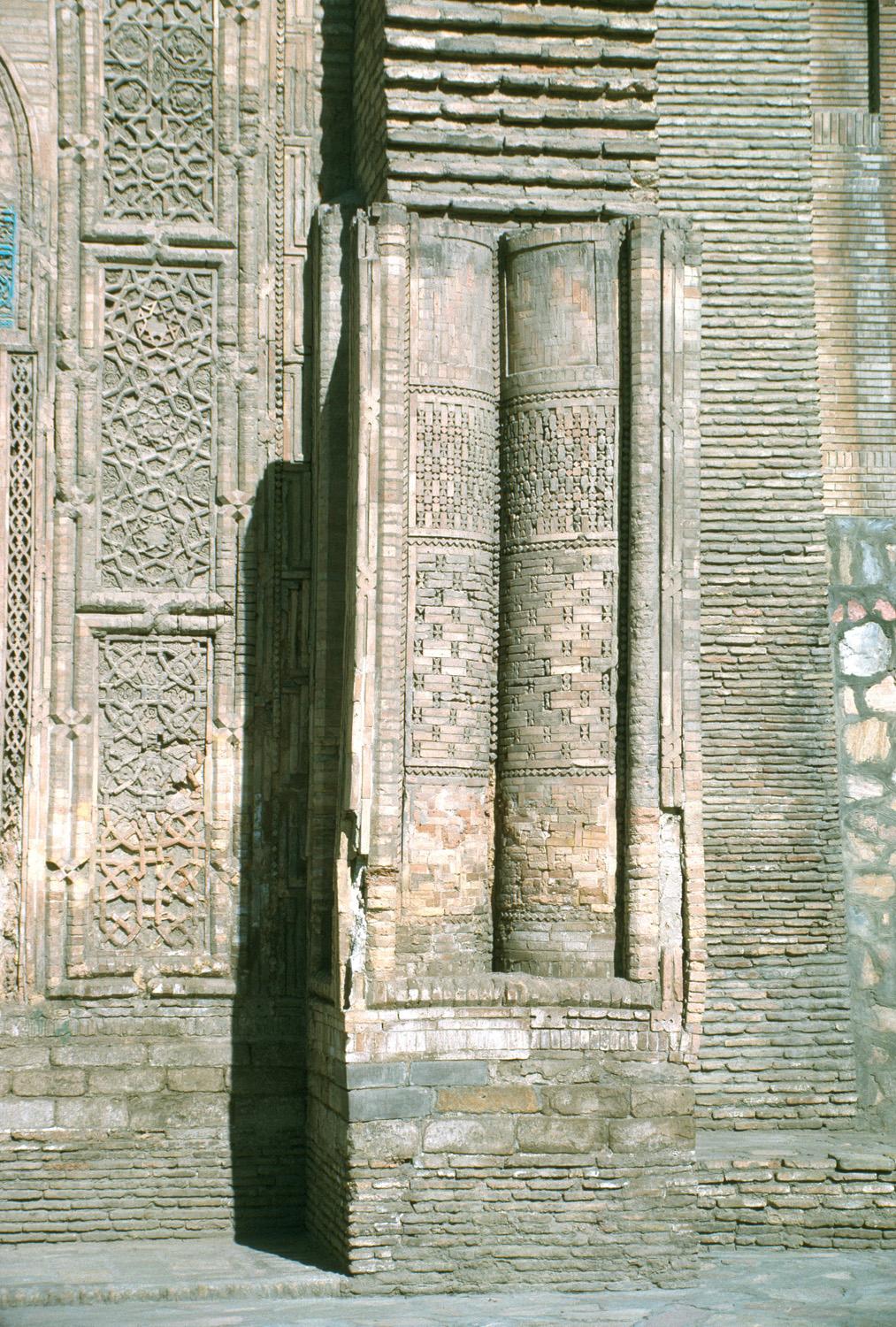 Detail of terracotta and carved stucco decoration on the southern portal