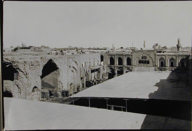 Courtyard before restoration, Northeast side at left and southeast iwan at right