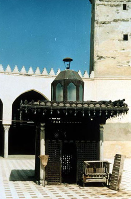 Mitwalli Mosque Restoration - Interior view of courtyard, showing lattice work