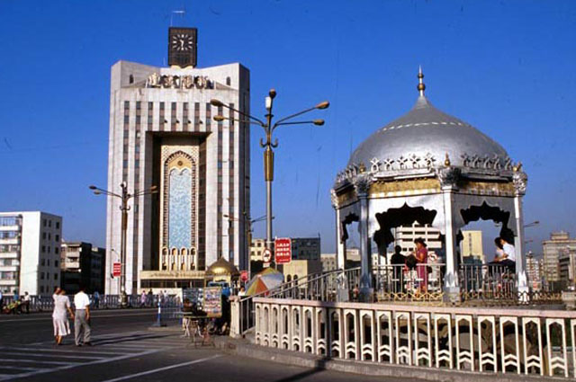 View from street to Xinjiang Construction Bank
