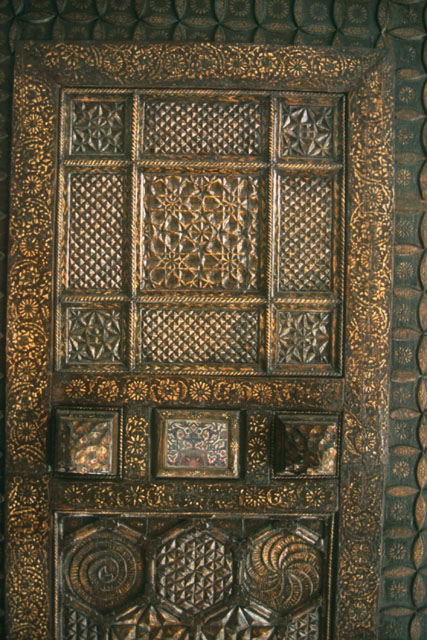 Detail showing carved wood
