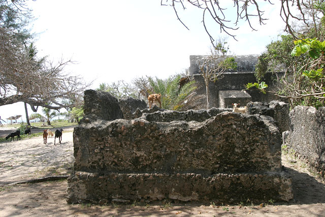 View of ruined structure, looking towards qibla wall of mosque