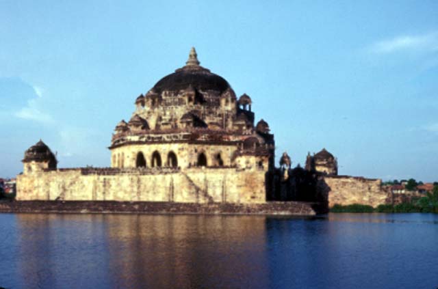View of the tomb from the banks of the artifical lake