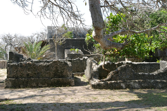 View of ruined structure, looking towards qibla wall of mosque