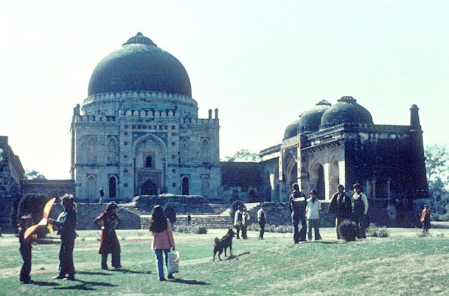 Exterior view from north, with mosque seen on the right