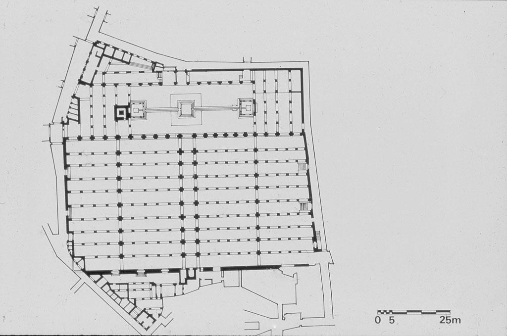 Jami' al-Qarawiyyin - Floor plan with surrounding streets (after Terrasse)