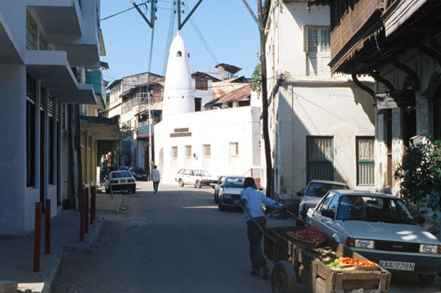 View along the street to mosque