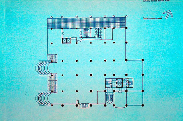 Color drawing, typical office floor plan