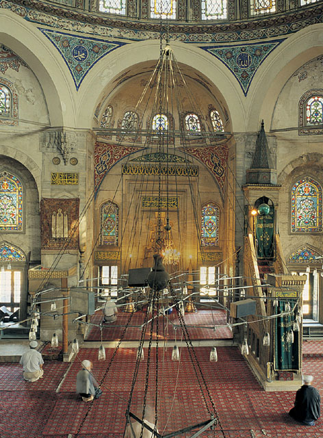 View of mihrab and minbar on qibla wall