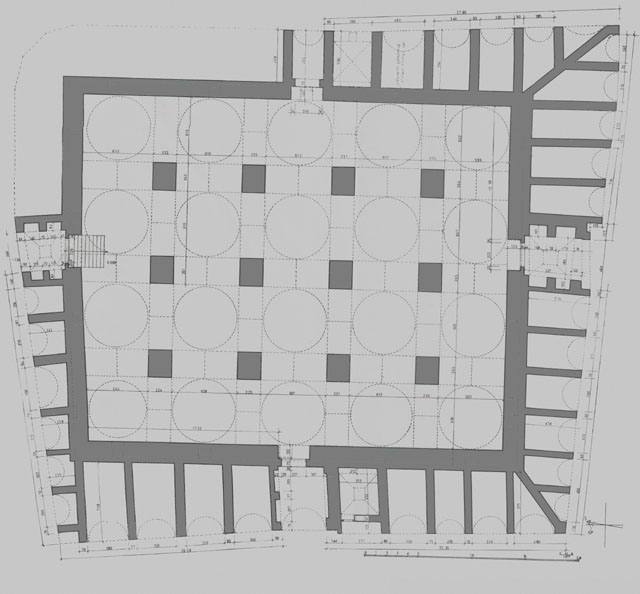 Floor plan of the Sandal Bedesten and the surrounding arcades