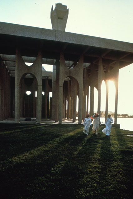 Exterior view showing concrete columned shelter