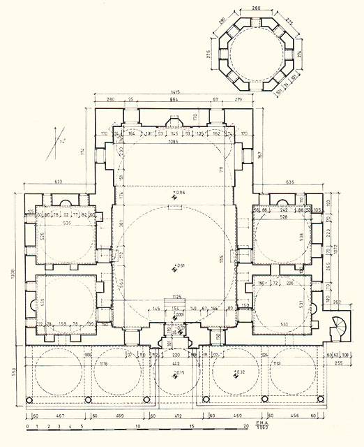 Rum Mehmed Pasa Mosque - Floor plan of mosque and mausoleum
