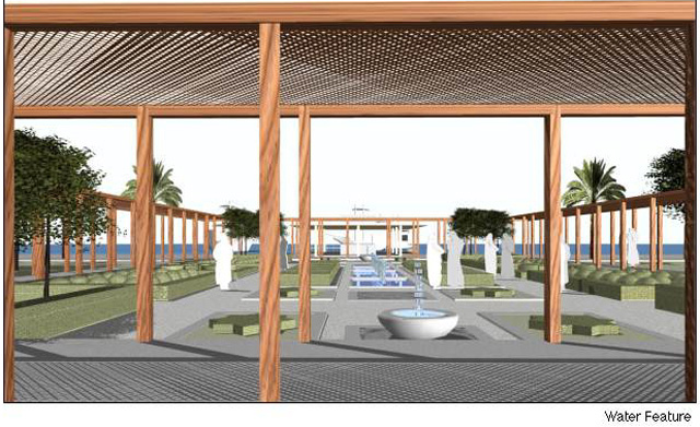 Doha Corniche Competition, Kamel Louafi Submission - Water feature and pergola