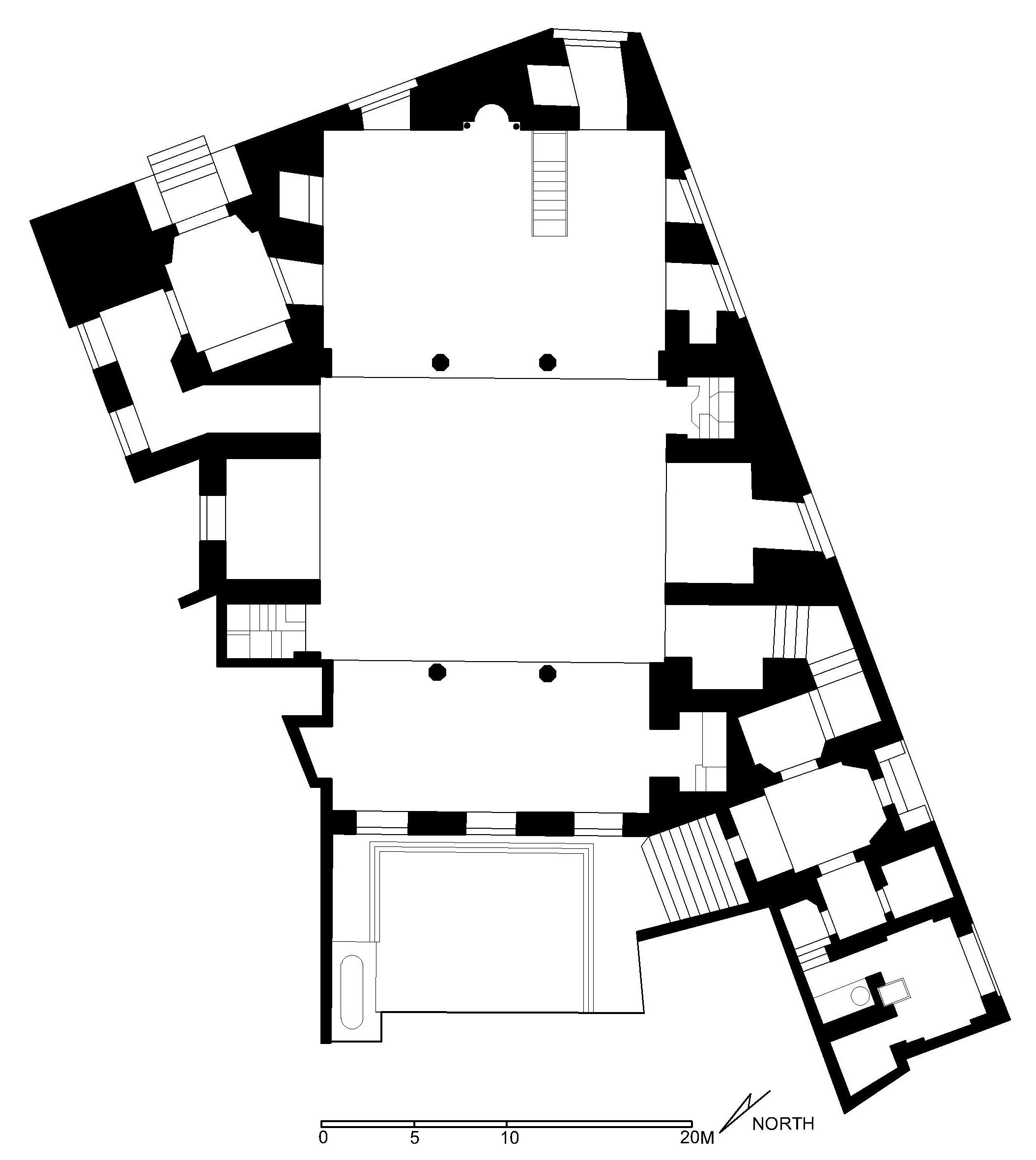 Madrasa Abu Bakr Muzhir - Floor plan of madrasa (after Meinecke) in AutoCAD 2000 format. Click the download button to download a zipped file containing the .dwg file.