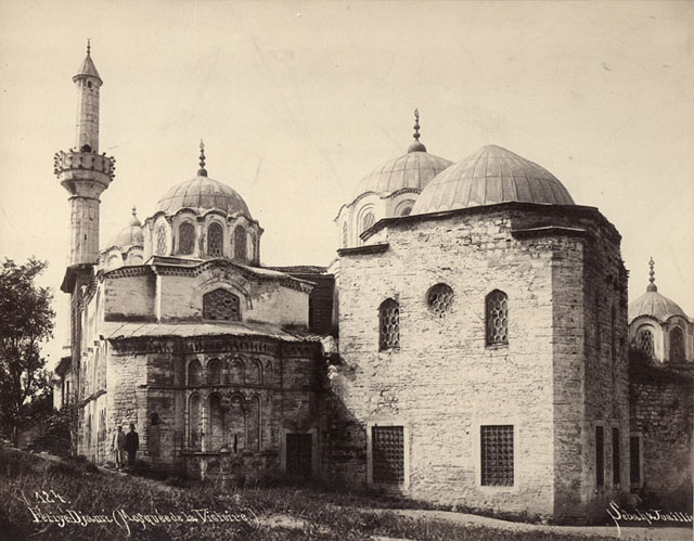 Fethiye Mosque - Exterior view from east-southeast showing parekklesion apse on the left, flanked by the Ottoman replacement of the sanctuary to its right