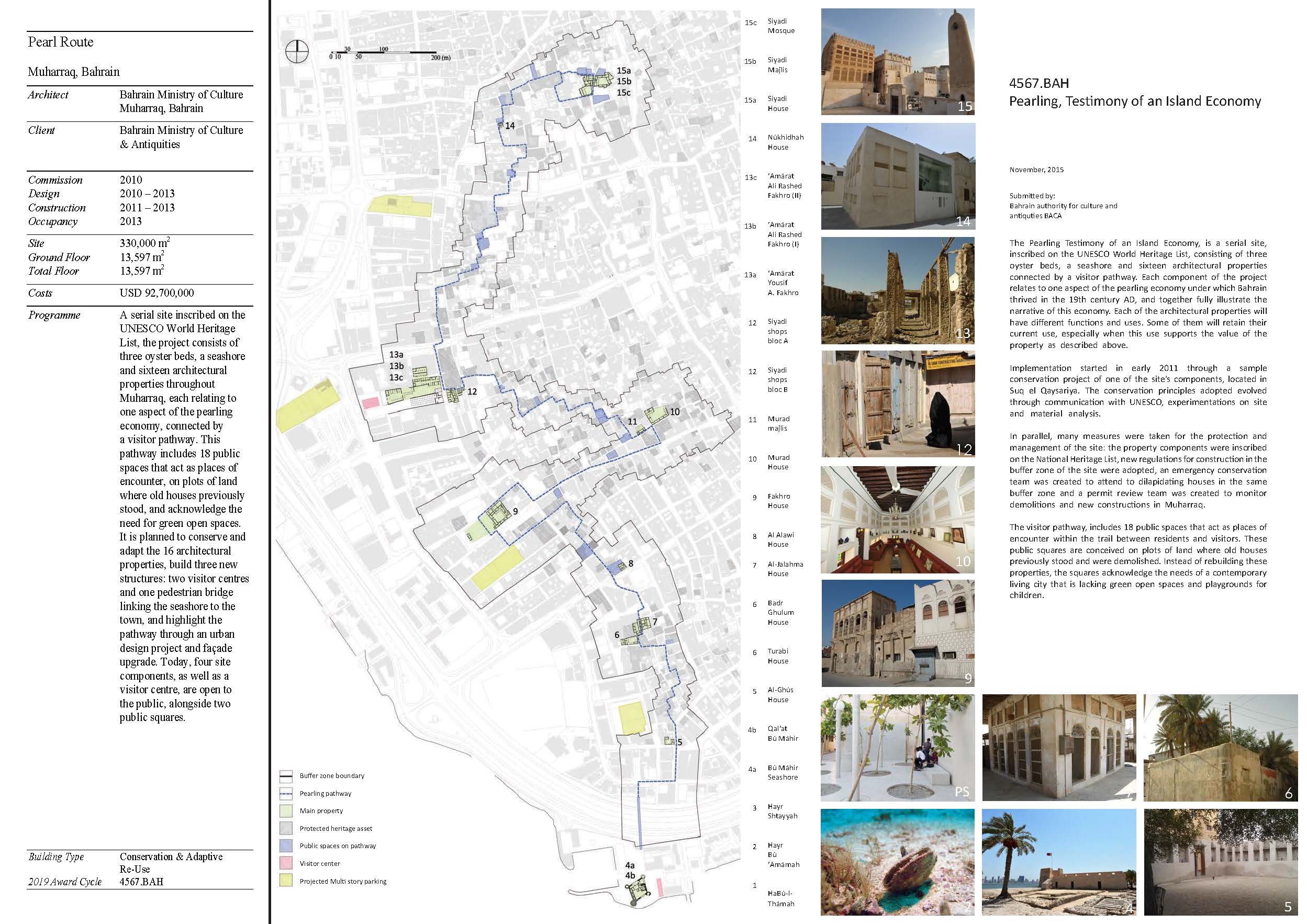 Revitalisation of Muharraq - Presentation panels are drawings, images, and text graphically prepared by the architect and submitted to the Aga Khan Award for Architecture during the later round of the Award cycle. The portfolios are kept in the Aga Khan Trust for Culture Library for consultation purposes.