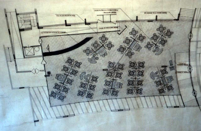 B&W drawing, cafeteria plan
