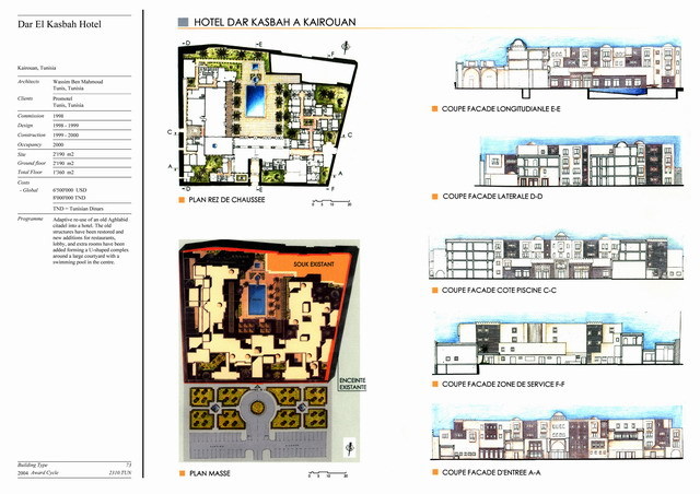Presentation panel with floor plan, roof plan, and elevation and section drawings